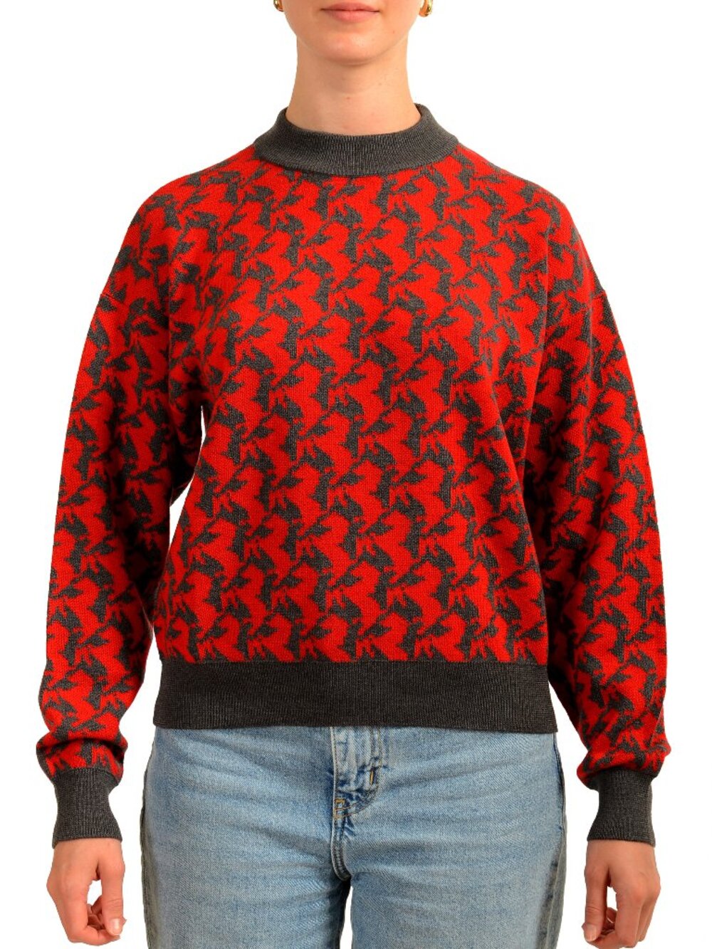 Scuderia Ferrari Women's Cavallino Pixelated 100% Wool Sweater US M IT 42
